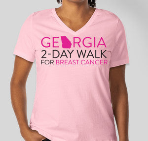 Light Pink Short Sleeve Georgia 2-Day Walk Logo V-neck shirt